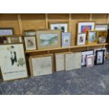 A LARGE QTY OF ANTIQUE AND LATER PRINTS AND PICTURES,ETC.