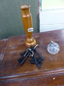 A GROUP OF ANTIQUE IRON KEYS, A MIRROR, TABLE LIGHTER,ETC.