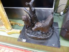 A GROUP OF BRONZE SPORTING DOGS
