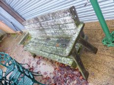 A TEAK GARDEN BENCH.