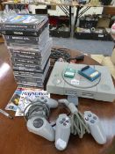 A PLAY STATION AND GAMES.