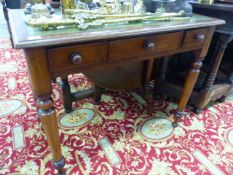 A VICTORIAN MAHOGANY WRITING TABLE.