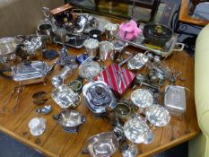 A LARGE QTY OF PLATEDWARES AND CUTLERY.