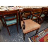 EIGHT VICTORIAN MAHOGANY DINING CHAIRS.