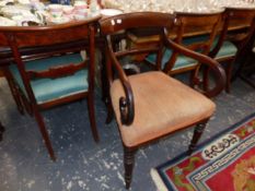 EIGHT VICTORIAN MAHOGANY DINING CHAIRS.