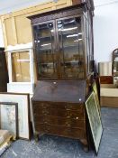 A MAHOGANY BUREAU BOOKCASE.