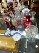 A QTY OF VARIOUS CUT GLASSWARES,ETC.