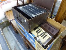 AN ACCORDIAN AND A VINTAGE ELECTRIC ORGAN.