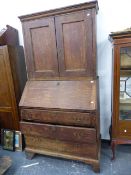 A LARGE 18th.C.OAK BUREAU BOOKCASE.