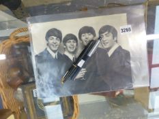 A BEATLES FAN CLUB SIGNED PHOTOGRAPH TOGETHER WITH TWO FOUNTAIN PENS.