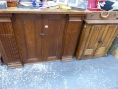 TWO OAK SIDE CABINETS.