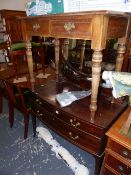 AN EDWARDIAN DRESSING TABLE AND A VICTORIAN SIDE TABLE.