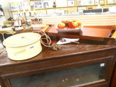 A GARRARD REVOLVING DISPLAY STAND AND A RETRO POT TRAY.