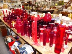 A LARGE COLLECTION OF RUBY GLASSWARES.