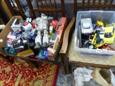 VARIOUS ROBOT TOYS, DIE CAST VEHICLES,ETC.