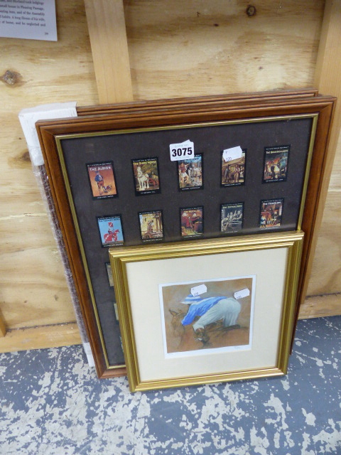 THREE FRAMED SETS OF TETLEY PUB SIGN CARDS, ETC.