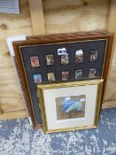 THREE FRAMED SETS OF TETLEY PUB SIGN CARDS, ETC.