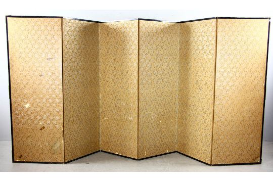 Antique six-panel privacy screen, 57" H x 120" L. Provenance: From a Palm Springs, California - Image 8 of 8