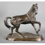 Bronzed figure of a horse, unsigned, 17" H x 19" W x 7" D. Provenance: Hampton, New Hampshire
