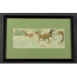 Paul Froelich, horses, watercolor, 12" x 18" framed.