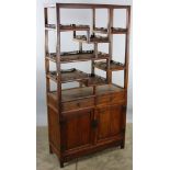 Large Chinese huali wood display case, 73" x 37" x 15".