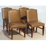 Set of four upholstered leather side chairs, 38 1/2" h x 22" w x 20" d.