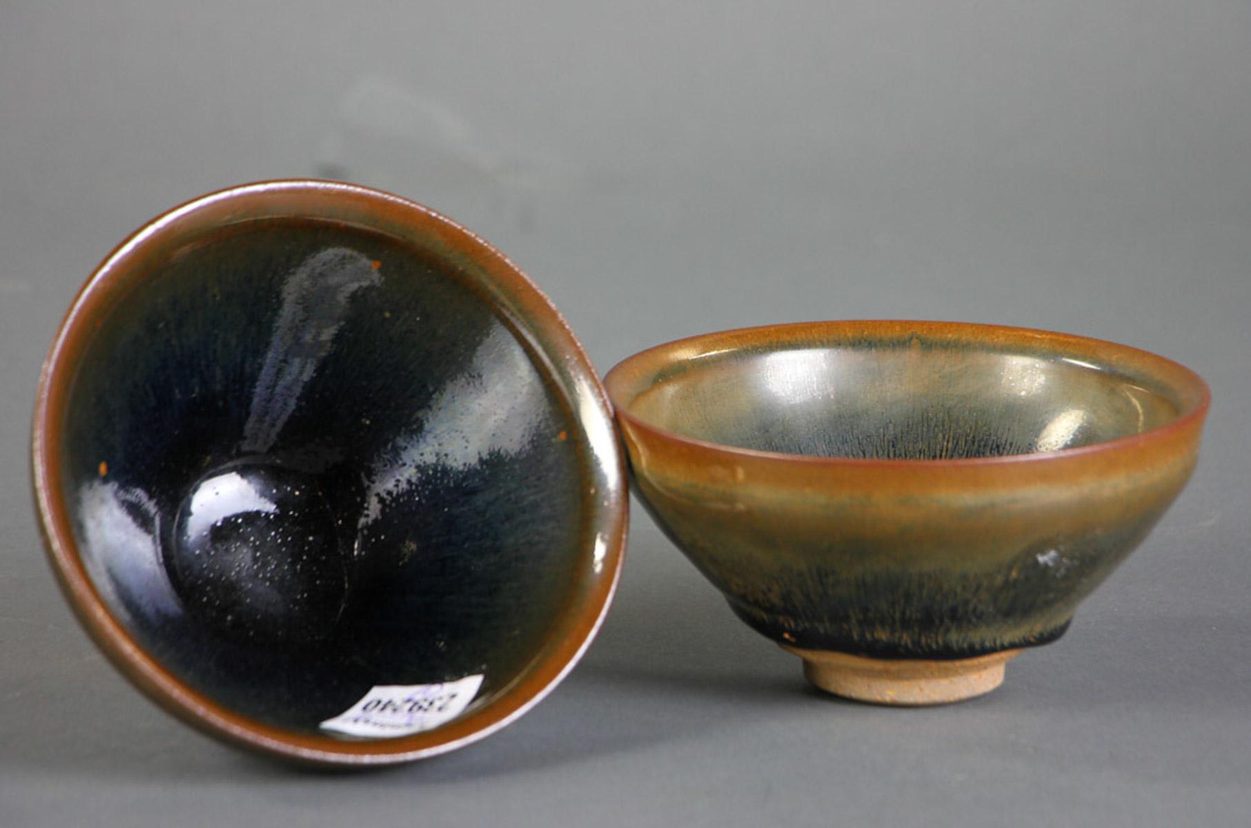 Two Jian-type black glazed porcelain bowls, 5" diameter. - Image 2 of 5