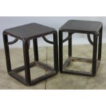Pair of Chinese hardwood stands, 19" x 15" x 15".