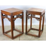 Pair of Chinese large square-shaped huanghuali stands, 33" x 21" x 21".