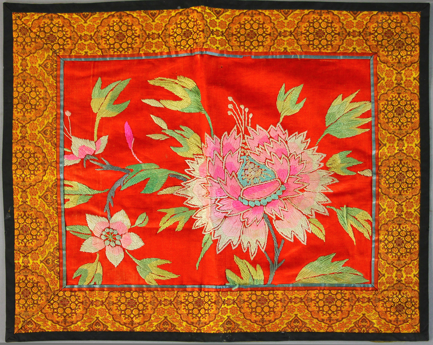 Three Chinese silk embroidered panels, largest 17" H x 13" W. - Image 4 of 4