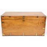 Early 19th century China Trade oversize camphorwood sea captain's trunk, brass-bound, inscribed "E