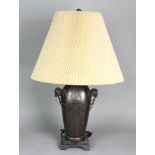 Japanese bronze lamp, 28" x 9".