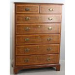 Chippendale-style banded walnut five-drawer chest, marked 'Henredon Fine Furniture', 54 1/4" H x