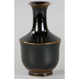 Chinese black glazed porcelain vase, Guangxu mark on base, 7 1/4" H.