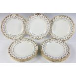 Set of eleven (11) George Jones for Collarmore and Co. hand-decorated plates, 9" diameter.