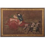 Watercolor on silk, salesman driving a carriage, Song Dynasty to Yuan Dynasty style, but later