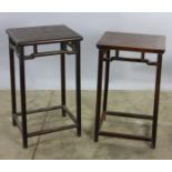 Pair of Chinese hardwood stands, 27" x 18" x 13".