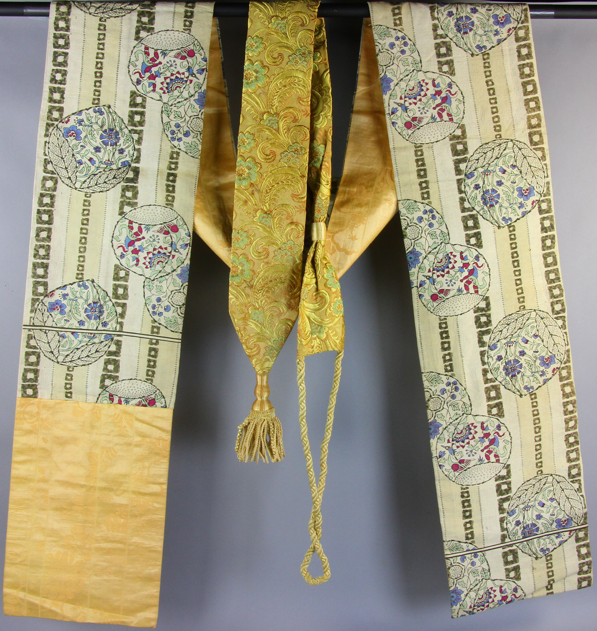 Two Japanese silk koshi-himo of kimono, longer 140" L x 12" W. - Image 5 of 5