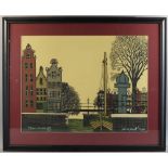 Denis Paul Noyer, 'Canal View in Amsterdam', print, frame 28" x 32". Provenance: From a Palm