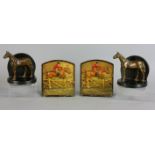 Two pairs of vintage horse bookends, 5" x 4 1/2".