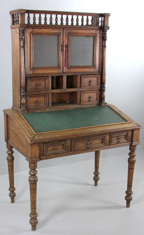 Late 19th C. Victorian secretary desk, 70"h. x 42"w. x 27"d. - Image 3 of 10