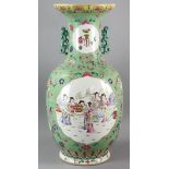 Large Chinese Famille Rose porcelain vase, 20" H.