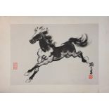 Two Chinese watercolors on paper, signed Han Fu, 13" H x 18" W.