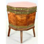 Circa 1790 George III mahogany octagonal wine cooler on stand, 22 1/2" H. Provenance: Palm