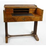 Biedermeier roll top desk, 37" H x 39 1/2" W x 29" D. Provenance: Gloucester, Massachusetts estate.