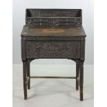 18th/19th C. English carved oak slant-lid desk, 55" x 37" x 23".