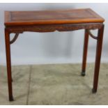 Chinese huanghuali wood table, 33" x 18" x 38".