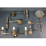 Group of chrome items to include: pair of adjustable angle and extendable wall sconces, 12 1/2" (