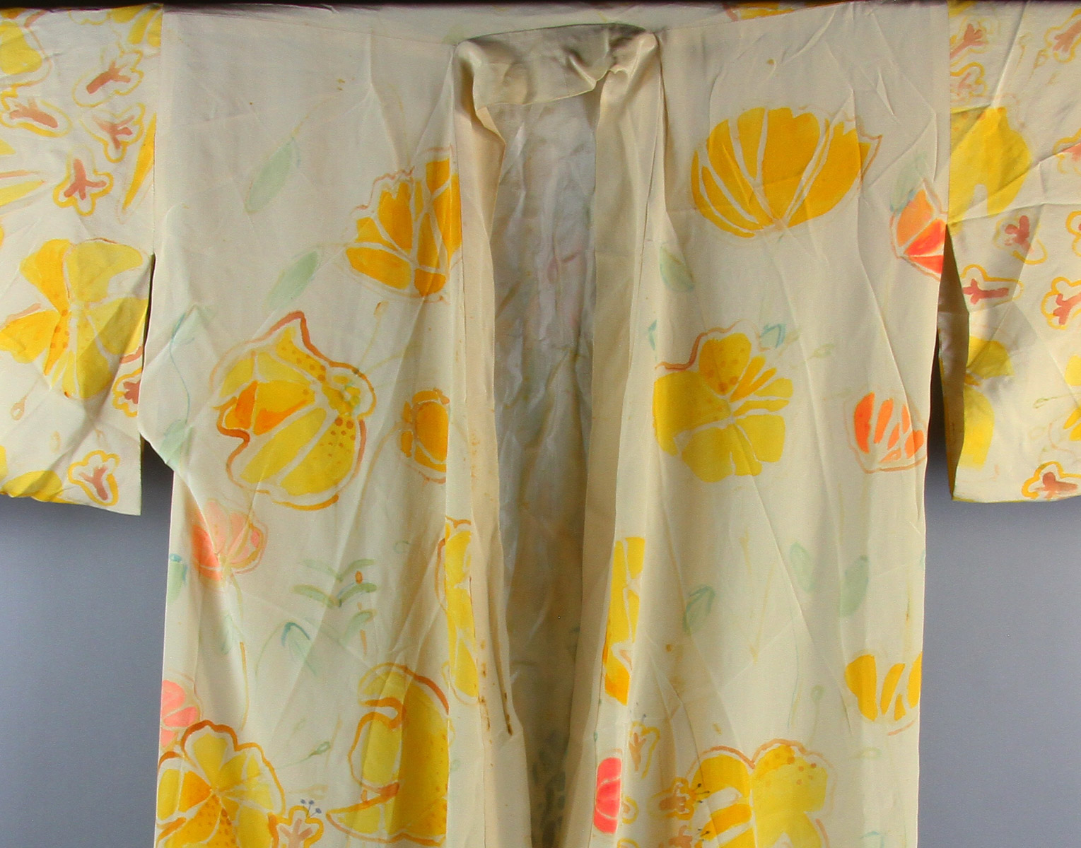 Japanese silk kimono as pajamas, 52" H x 56" W. - Image 3 of 5