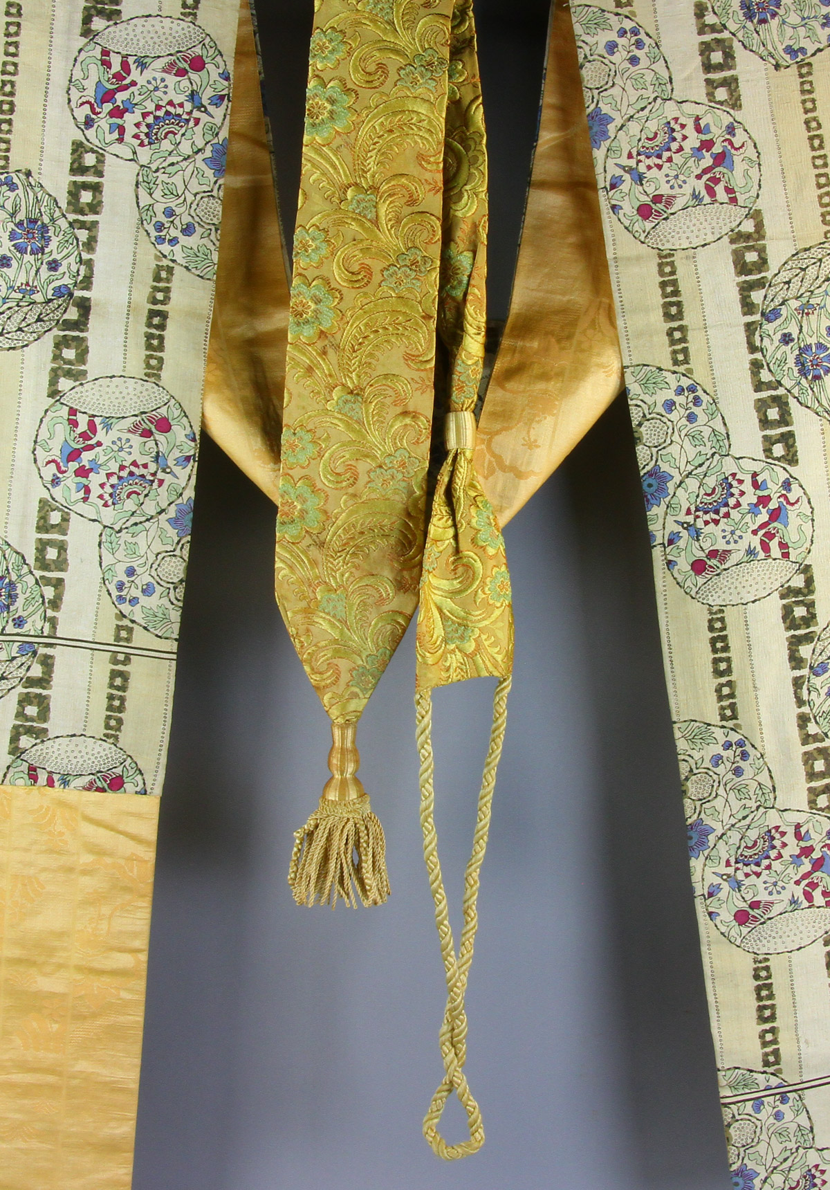 Two Japanese silk koshi-himo of kimono, longer 140" L x 12" W. - Image 4 of 5